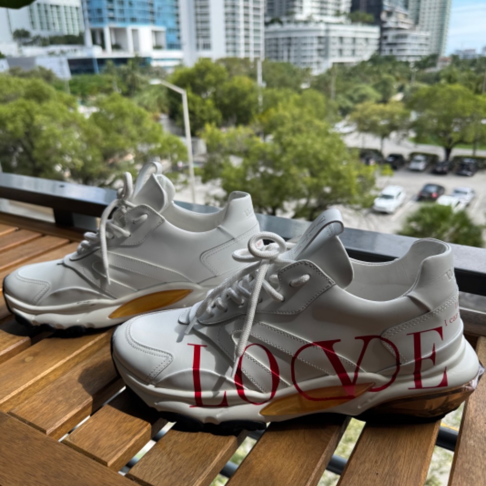 Valentino Leather Printed Sneakers